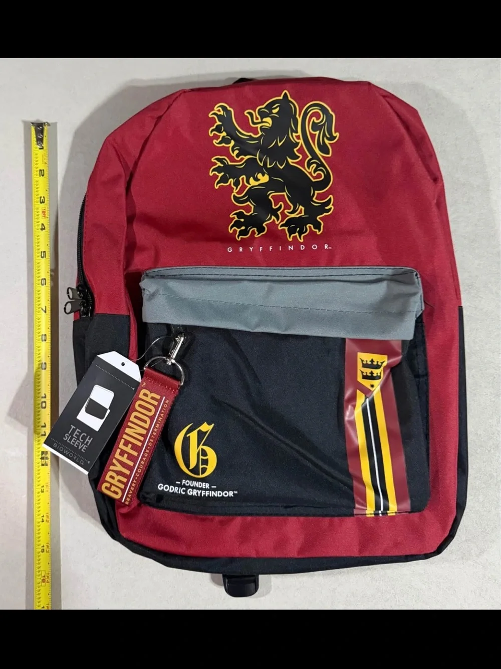Bioworld Gryffindor Red, Black & Gray Backpack with Crest Accent